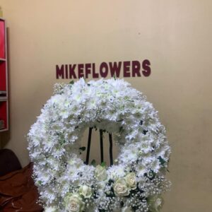 Doughnut Wreath with White Roses
